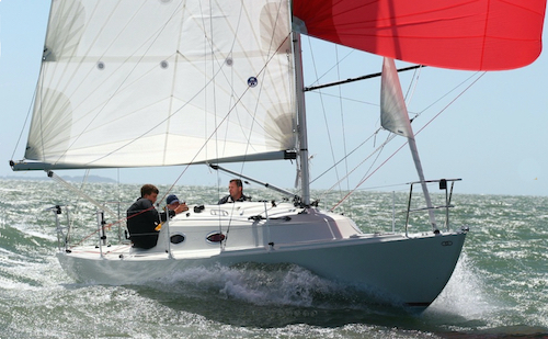 Mystery 30 sailboat under sail