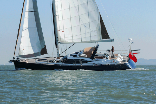 Discovery 54 sailboat under sail