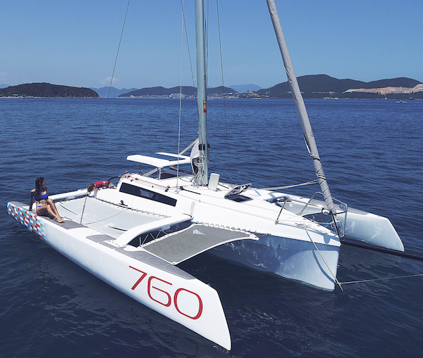 Corsair 760 sailboat under sail