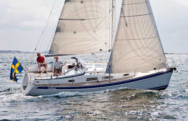 Hallberg rassy 310 sailboat under sail
