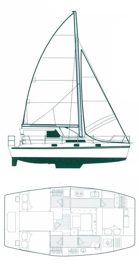 Endeavourcat 36 sailboat under sail