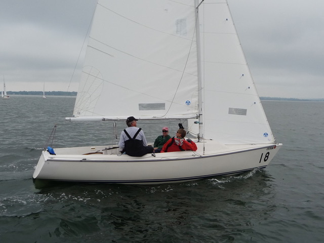 Sonar sailboat under sail