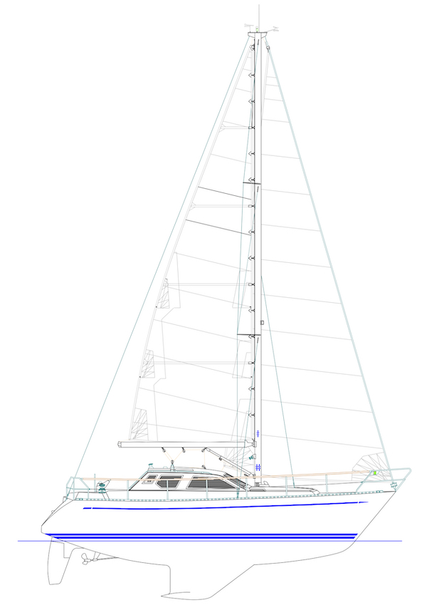 Nauticat 321 sailboat under sail