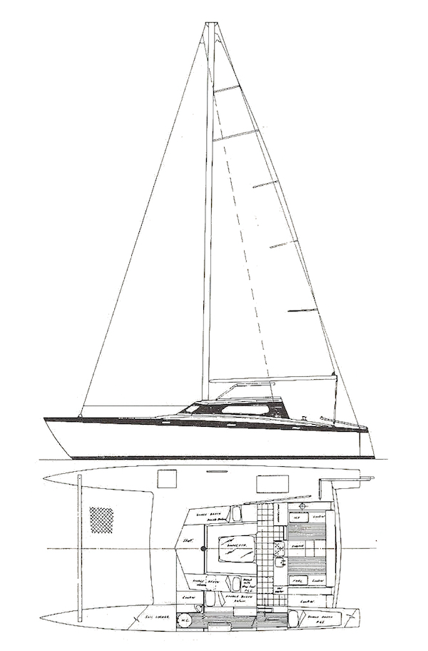 Spindrift 37 crowther sailboat under sail
