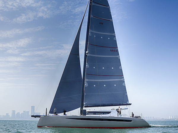 Hh 66 sailboat under sail