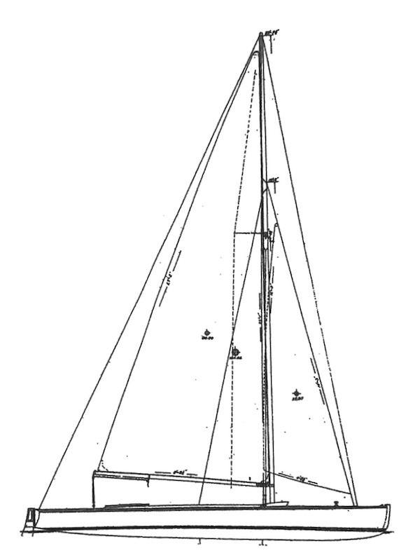 Suicide class sailboat under sail