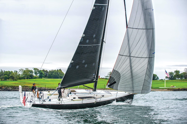J121 sailboat under sail