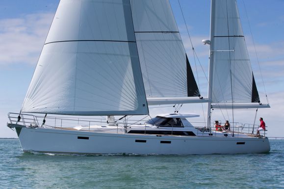 amel 64 sailboat under sail
