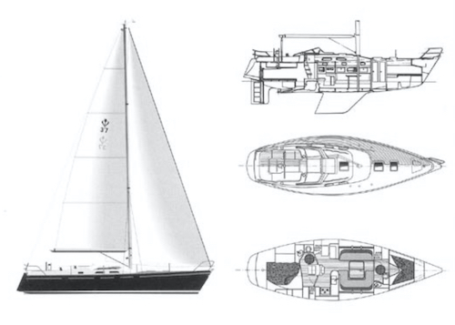 Contest 37 sailboat under sail