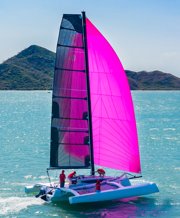 Corsair 880 sailboat under sail