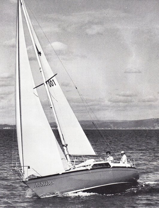 Achilles 9m sailboat under sail