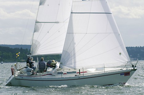 Delta 31 albin sailboat under sail