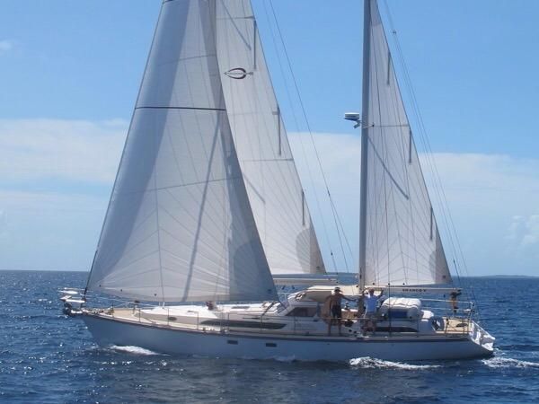 Amel 54 sailboat under sail