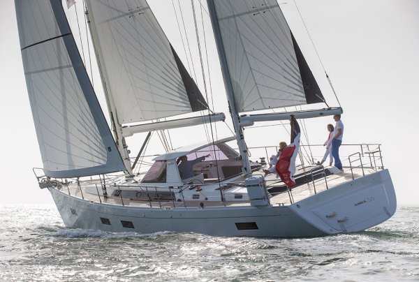 Amel 55 sailboat under sail