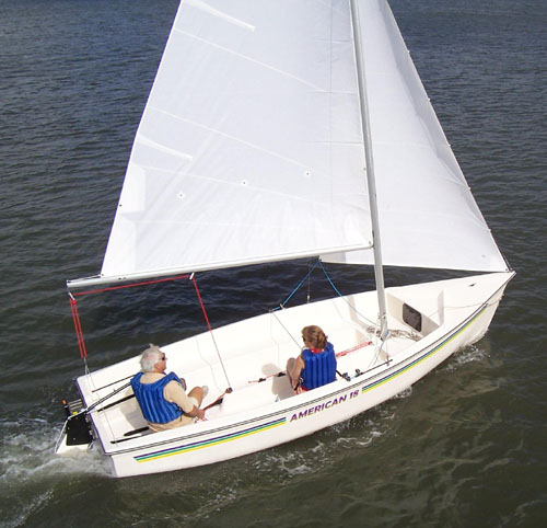 American 18 sailboat under sail