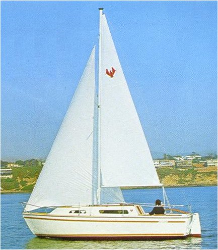 American 24 sailboat under sail