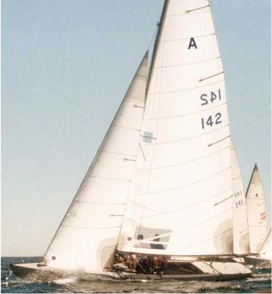 Atlantic burgess sailboat under sail
