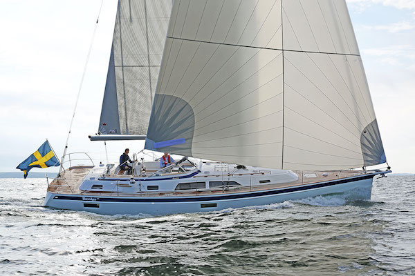 Hallberg rassy 44 sailboat under sail