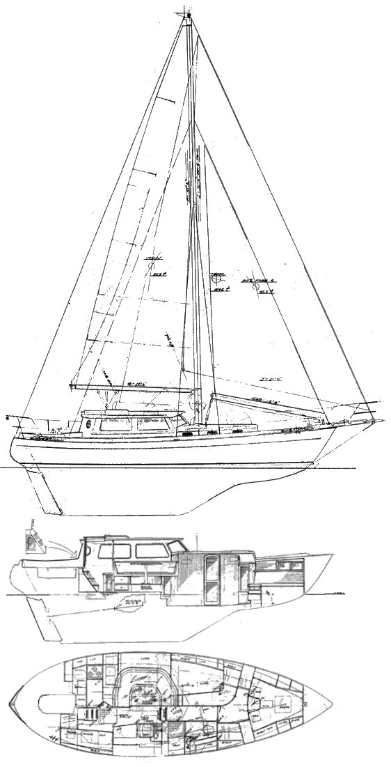 Baba 40 pilot house sailboat under sail