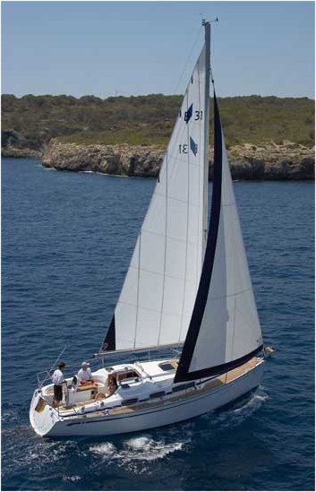 Bavaria cruiser 31 sailboat under sail