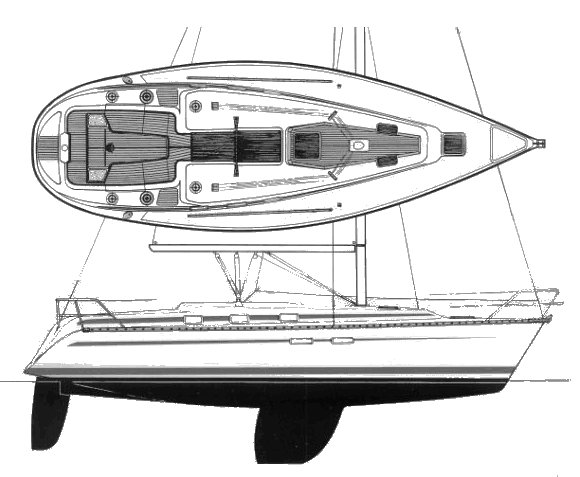 Bavaria 350 sailboat under sail