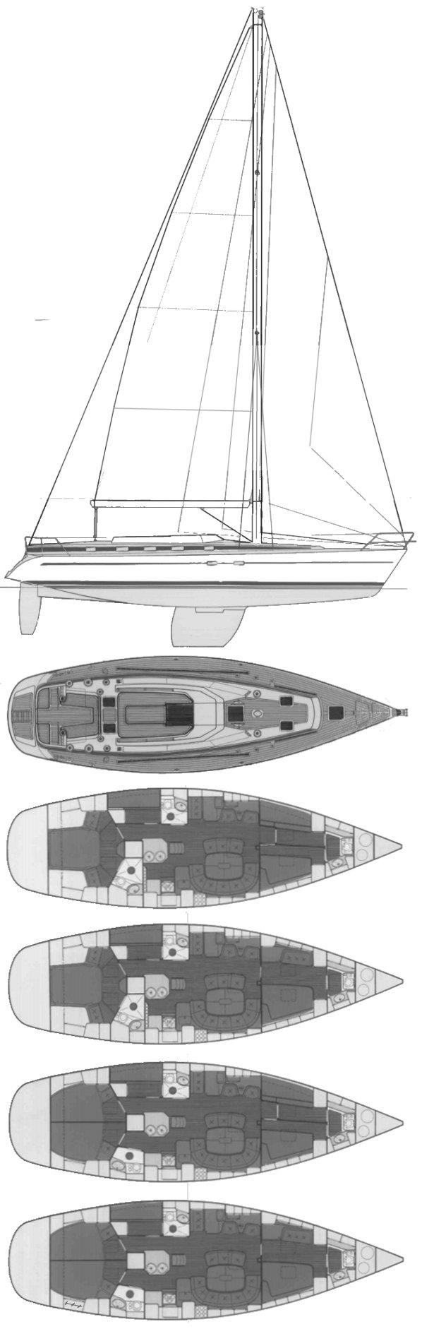 Bavaria 51 sailboat under sail