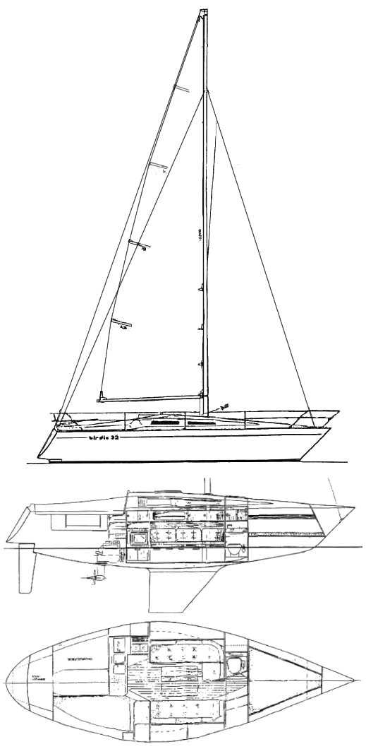 Birdie 32 sailboat under sail