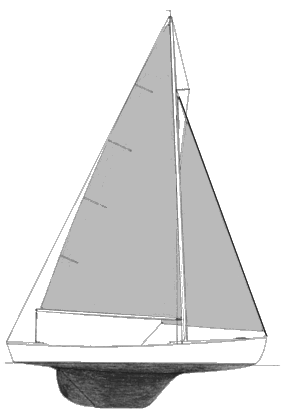 Boothbay harbor one design sailboat under sail