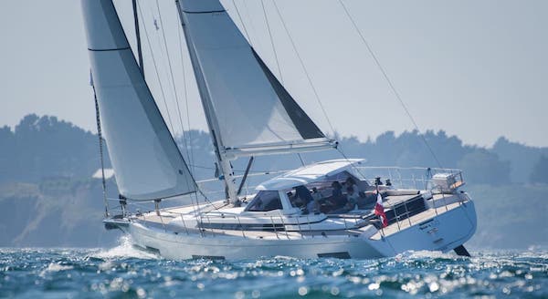 Amel 50 sailboat under sail