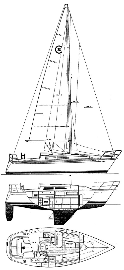 Cal 28 2 hunt sailboat under sail