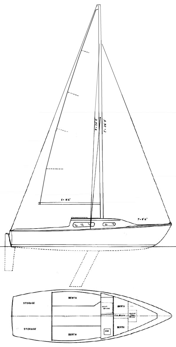 Cascade 23 sailboat under sail