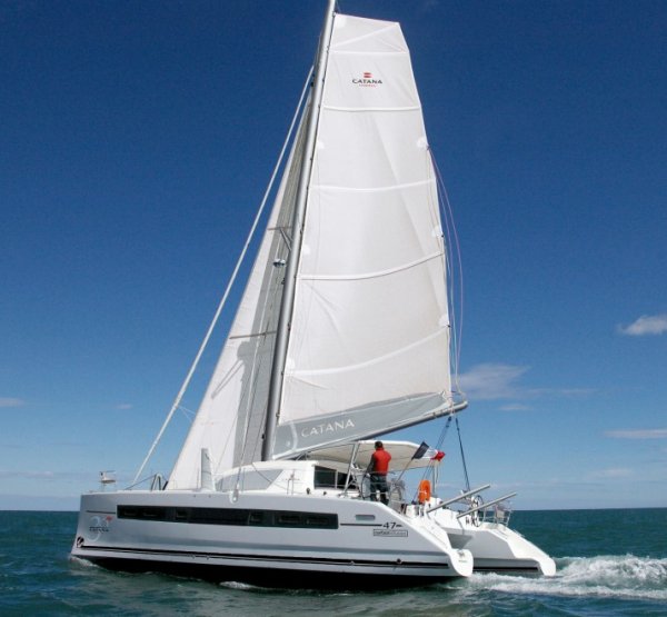 Catana 47 sailboat under sail
