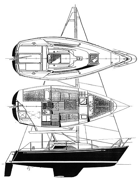 C&C 26 wave sailboat under sail
