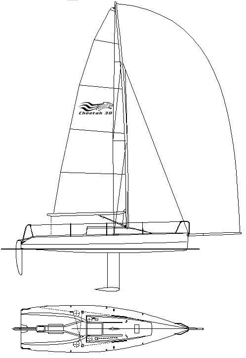 Cheetah 30 sailboat under sail