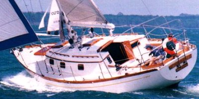 Offshore 38 cheoy lee sailboat under sail