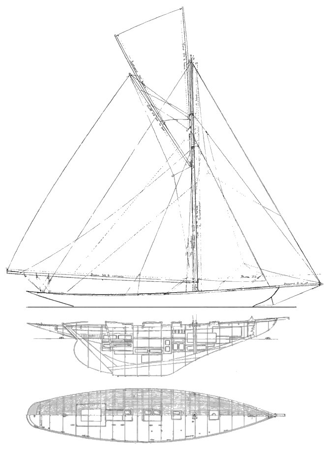 Clyde 20 ton one design sailboat under sail