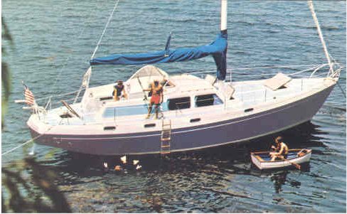 Columbia 45 sailboat under sail