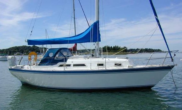 Columbia 87 sailboat under sail