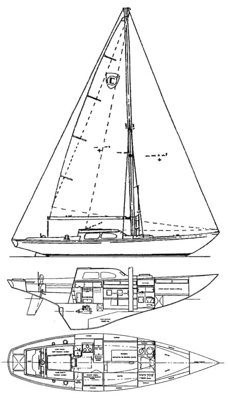 Columbia 39 constellation sailboat under sail