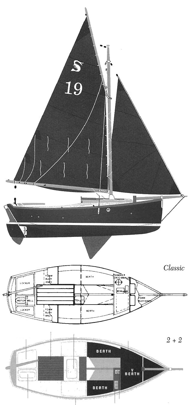 Cornish shrimper 19 sailboat under sail