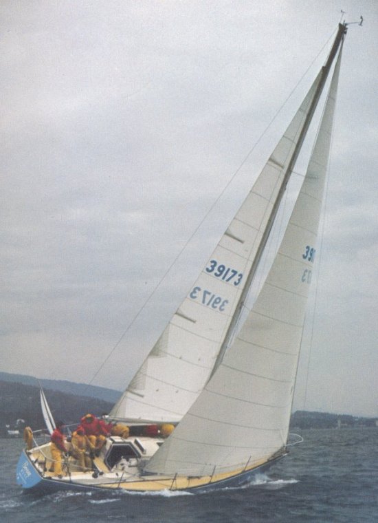 Crown 34 sailboat under sail