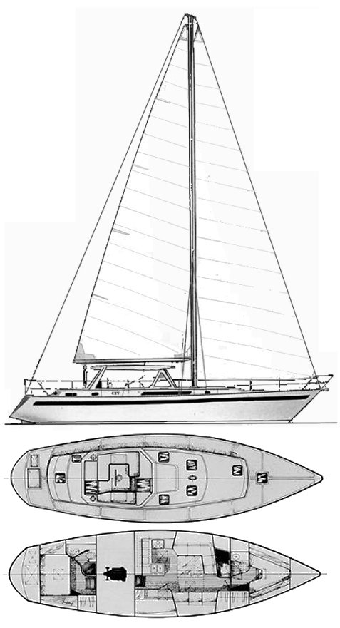 Csy 50 pilot house sailboat under sail