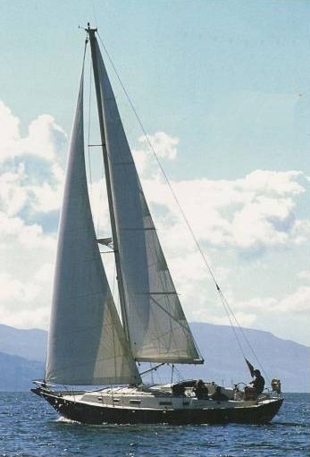 Dawn 39 sailboat under sail