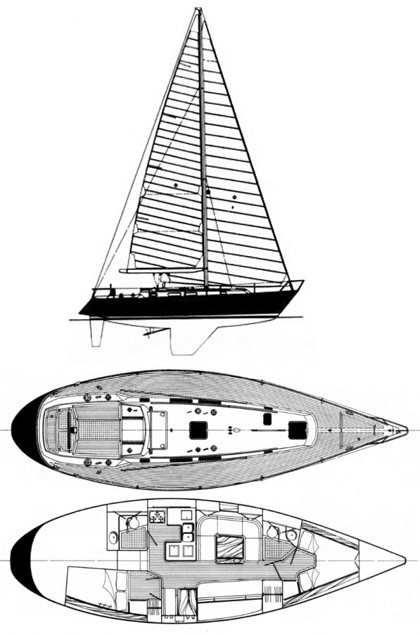 Dawn 41 sailboat under sail