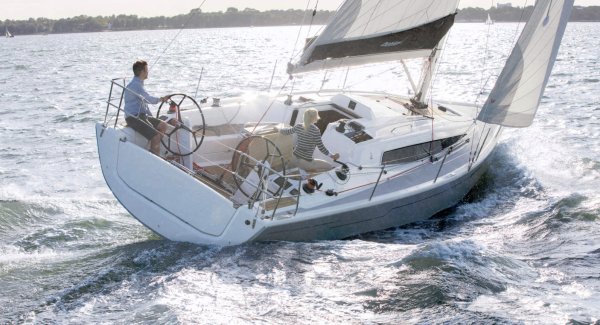 Dehler 34 3 sailboat under sail