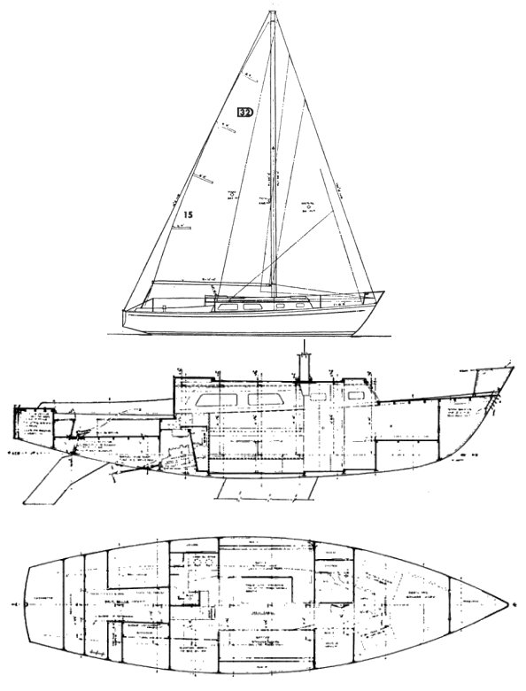 Discovery 32 sailboat under sail