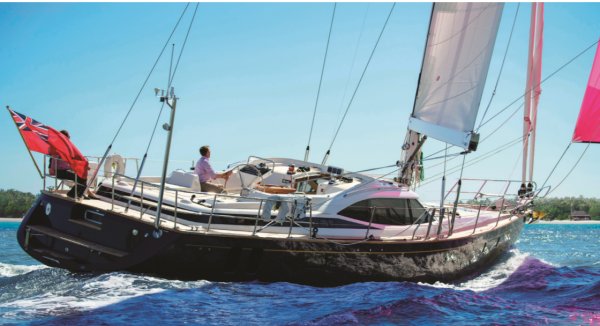 Discovery 58 sailboat under sail