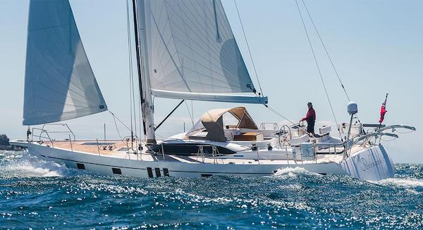 Oyster 565 sailboat under sail