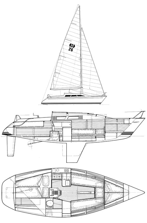 Dolphin 26 van de stadt sailboat under sail