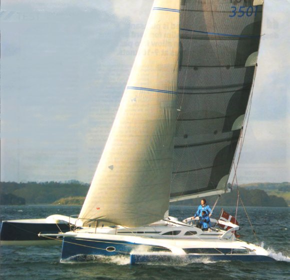 Dragonfly 35 sailboat under sail
